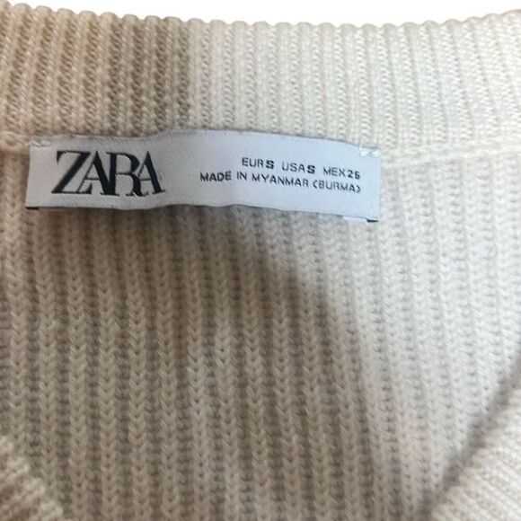 Zara White Wool V-neck Ribbed Sweater - Picture 9 of 11